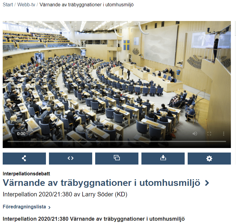 Riksdagen: Träförädling och modernt träskydd debatteras ur ett konkurrensperspektiv