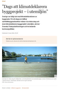 Träskyddsföreningen tycker: Klimatdeklarera